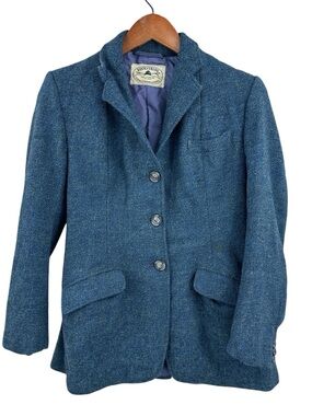HARRIS TWEED Blazer Jacket Vintage Equestrian Riding Blue